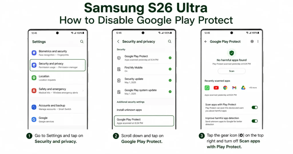 How to enable and disable google play protect